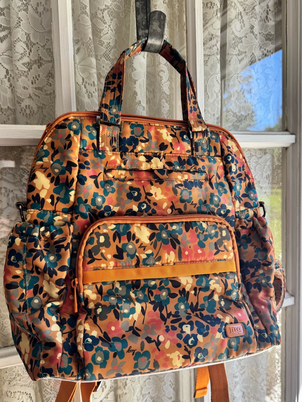 EUC Lug Canter in (Retired) Wildflower Amber Women's Convertible Backpack Tote